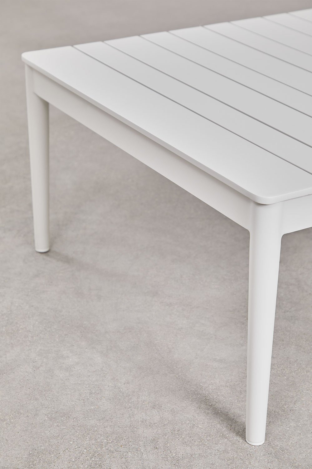 Set soggiorno con divano 3 posti in tessuto bouclé e tavolino rettangolare 120x70 cm in alluminio Sereilen