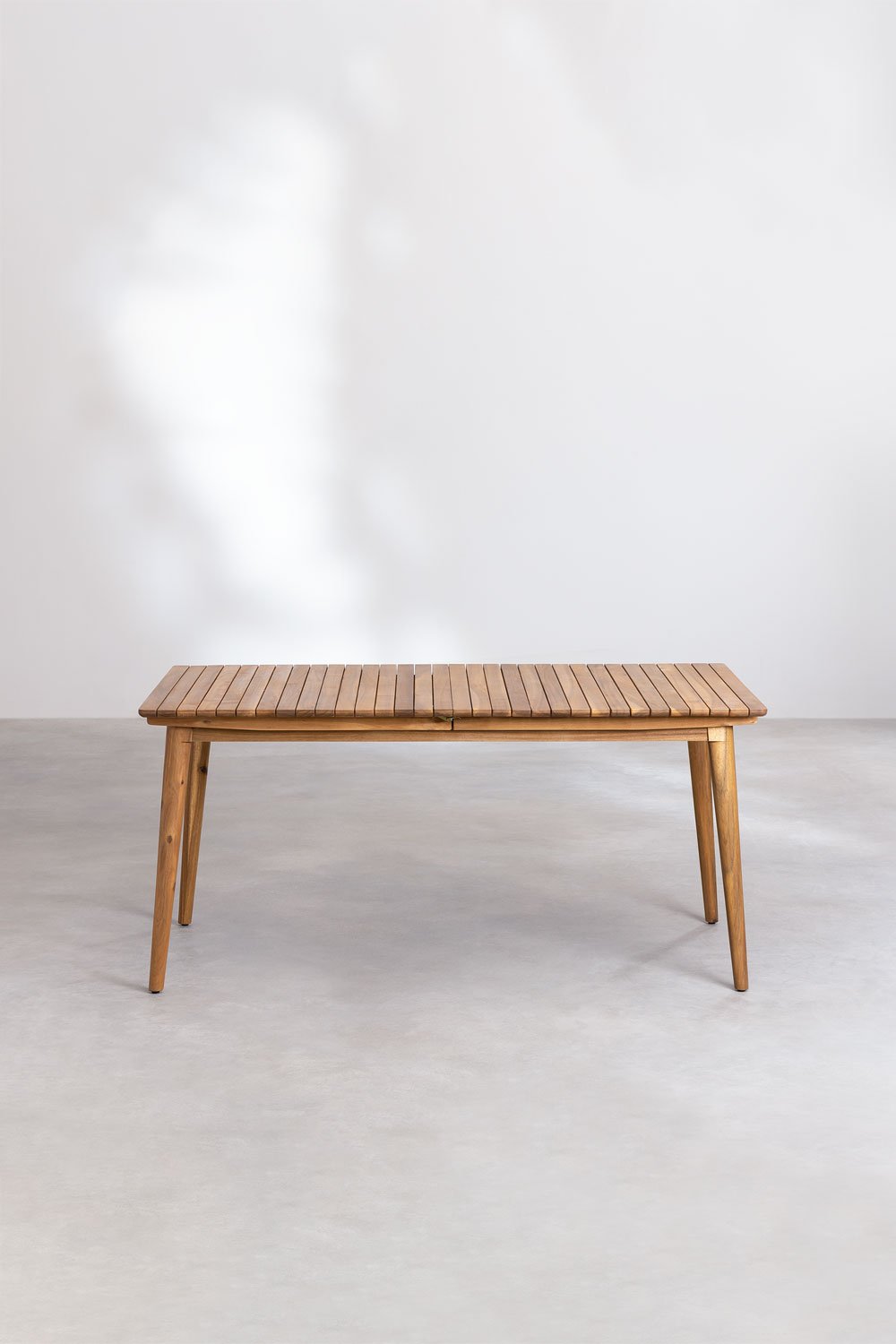 Set tavolo rettangolare 160-210x90 cm allungabile e 6 sedie da pranzo in legno di acacia Tenay