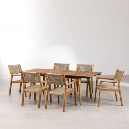 Set Tavolo Allungabile (160-210x90 cm) e 6 Sedie da Pranzo Tenay