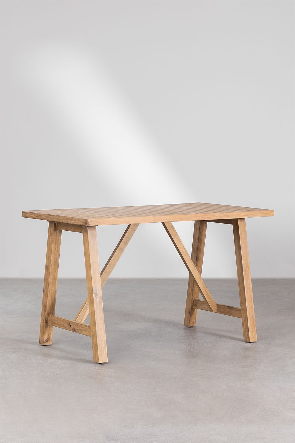 Set Tavolo Alto Rettangolare (160x90 cm) e 2 Sgabelli Alti in Legno di Acacia Dubai