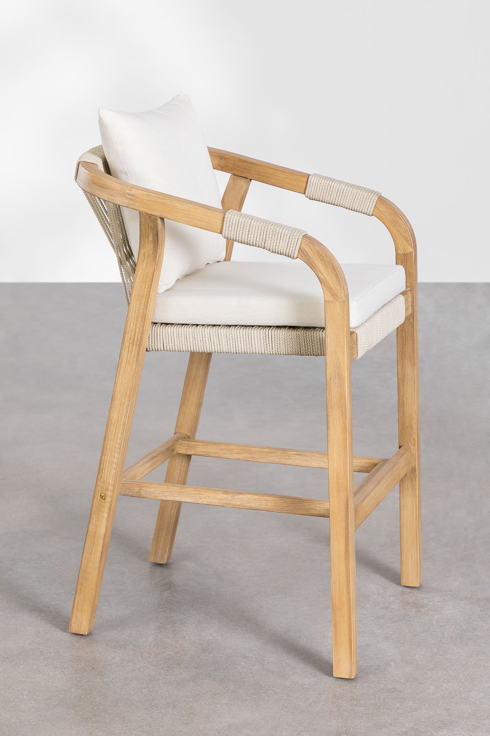 Set Tavolo Alto Rettangolare (160x90 cm) e 2 Sgabelli Alti in Legno di Acacia Dubai