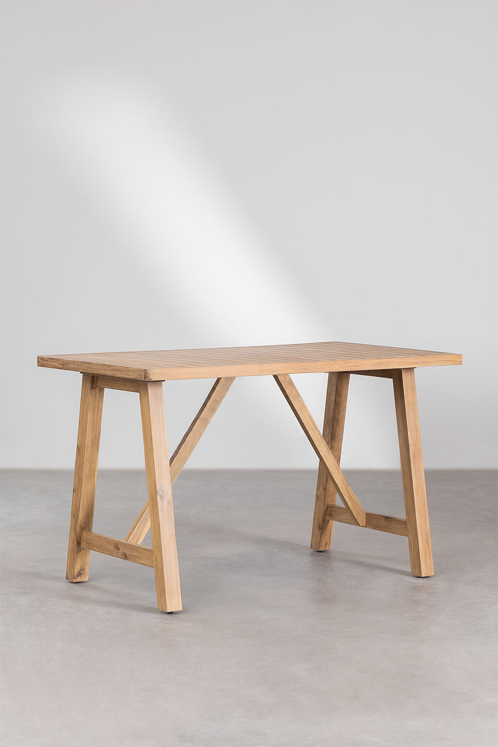 Set Tavolo Alto Rettangolare (160x90 cm) e 2 Sgabelli da Giardino Alti in Legno di Acacia Dubai