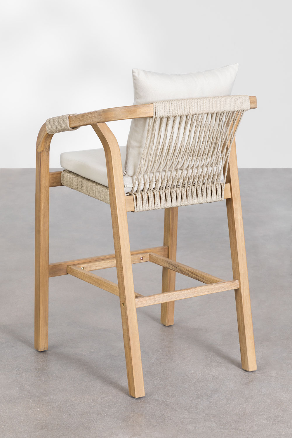 Set Tavolo Alto Rettangolare (160x90 cm) e 4 Sgabelli da Giardino Alti in Legno di Acacia Dubai