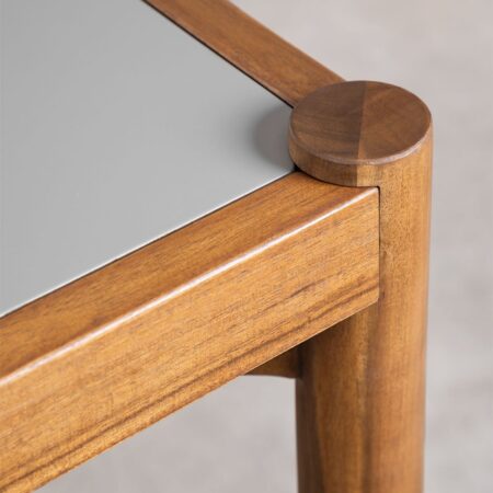 Set Tavolo Gamila Rettangolare (210x100 cm) e 8 Sedie da Pranzo in Legno di Acacia e Cemento Mallory