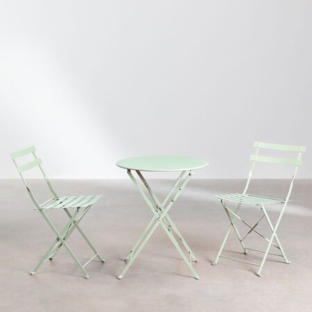 Set da Tavolo Ø60 cm e 2 Sedie Pieghevoli Sergey