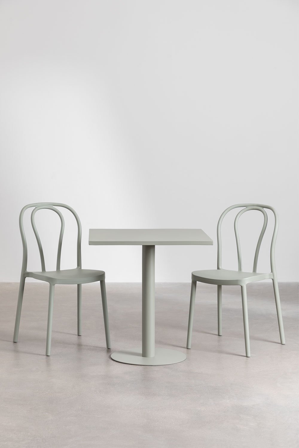 Set Tavolo Quadrato 70x70 cm e 2 Sedie da Giardino Mizzi