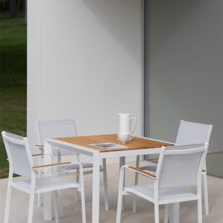 Set tavolo classic quadrato (90x90 cm) e 4 sedie da giardino Archer