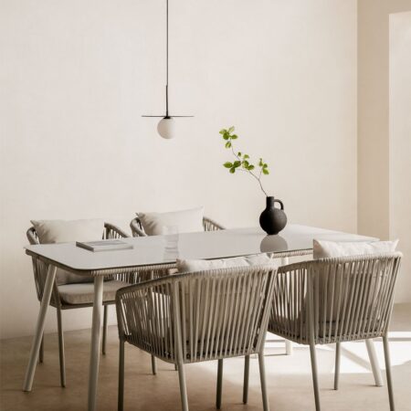 Arhiza Classic tavolo rettangolare 160x90 cm e 4 sedie da pranzo in alluminio