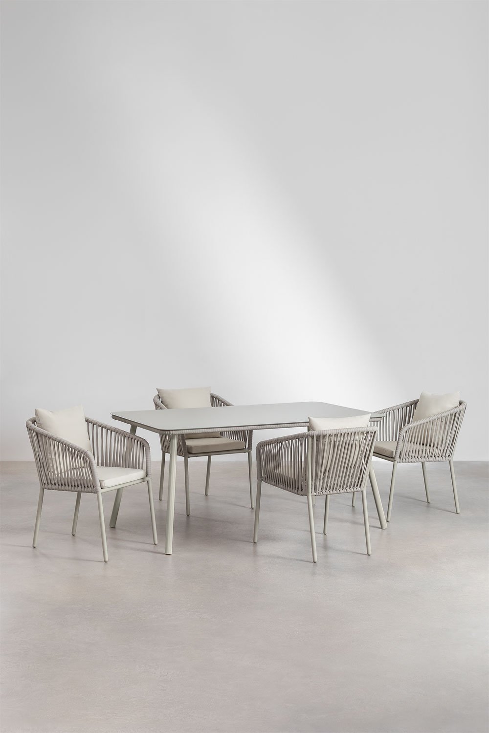 Arhiza Classic tavolo rettangolare 160x90 cm e 4 sedie da pranzo in alluminio