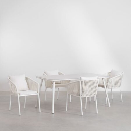 Set tavolo rettangolare (160x90 cm) e 4 sedie da pranzo Arhiza Classic