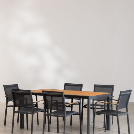 Set Tavolo Classic Rettangolare (160x90 cm) e 6 Sedie da Giardino Archer