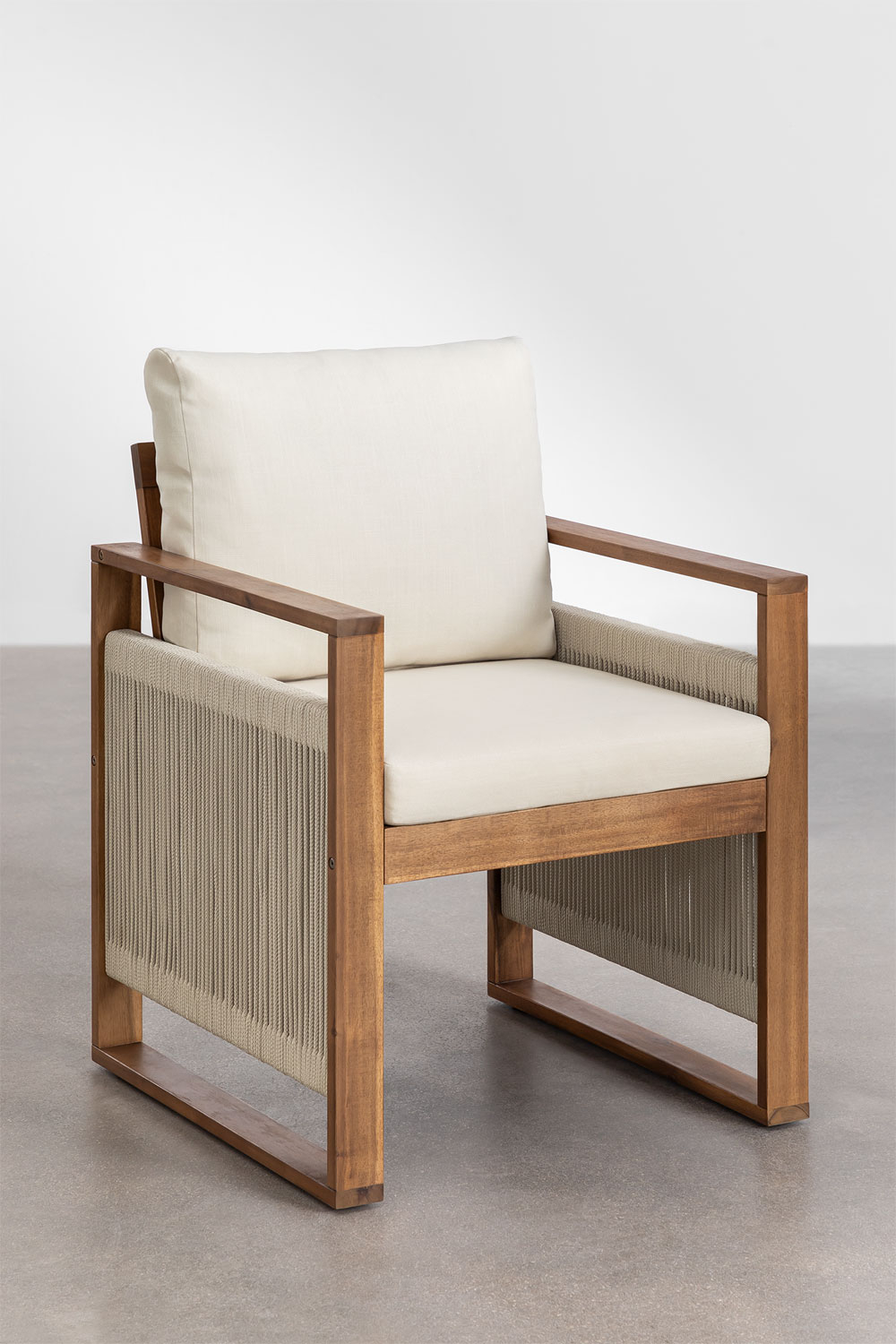 Set Tavolo Rettangolare (200x100 cm) e 6 Sedie da Pranzo con Braccioli in Legno di Acacia Nayely