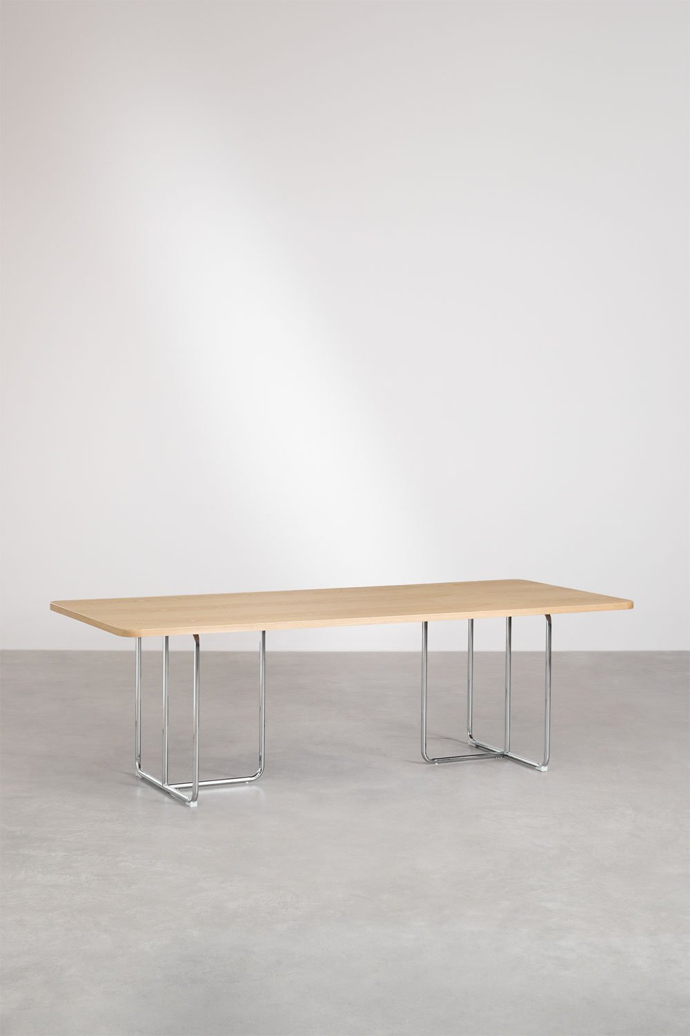 Set da tavola rettangolare 240x100 cm in MDF e acciaio inossidabile e 10 sedie da pranzo con braccioli Tento