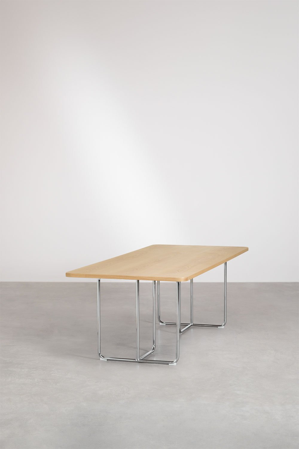 Set da tavola rettangolare 240x100 cm in MDF e acciaio inossidabile e 10 sedie da pranzo con braccioli Tento
