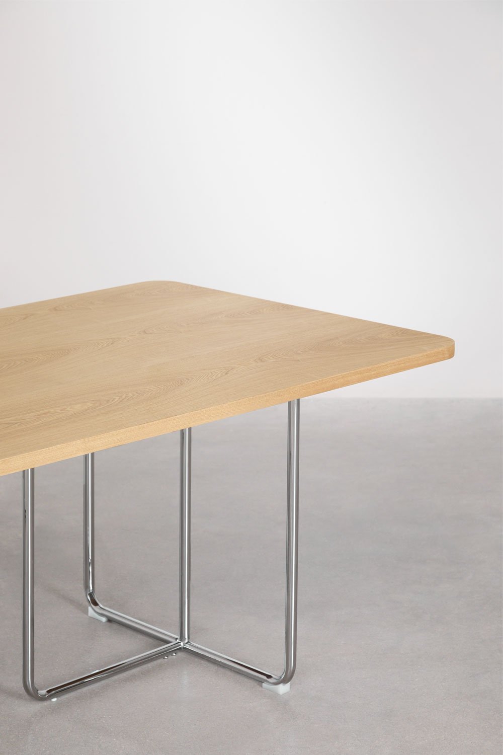 Set tavolo rettangolare 240x100 cm in MDF e acciaio inox e 10 sedie da pranzo Tento in rattan