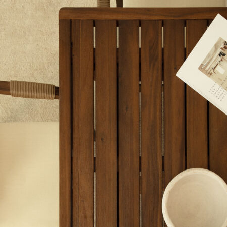Set Tavolo Rettangolare Allungabile (200-300x100 cm) e 10 Sedie da Pranzo con Braccioli in Legno di Acacia Dubai