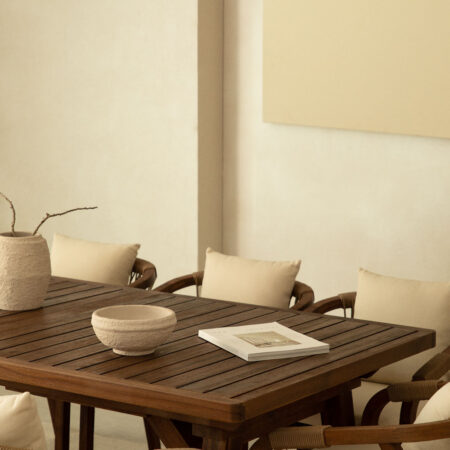 Set Tavolo Rettangolare Allungabile (200-300x100 cm) e 12 Sedie da Pranzo con Braccioli in Legno di Acacia Dubai