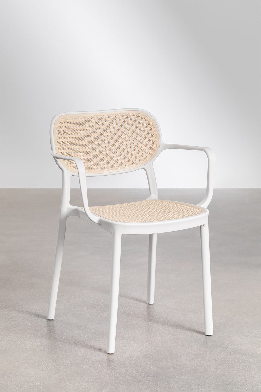 Set Tavolo Rettangolare Arnadine (140x100 cm) e 4 Sedie da Pranzo Impilabili con Braccioli Omara