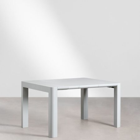 Set tavolo rettangolare Arnadine (140x100 cm) e 4 sedie da pranzo impilabili in alluminio Alberta