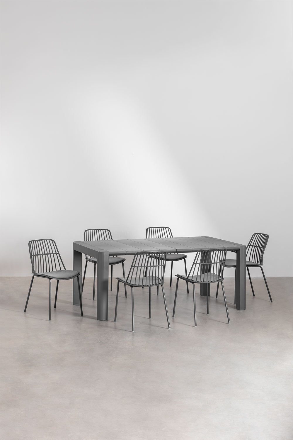 Set tavolo rettangolare Arnadine (180x100 cm) e 6 sedie da giardino Maeba