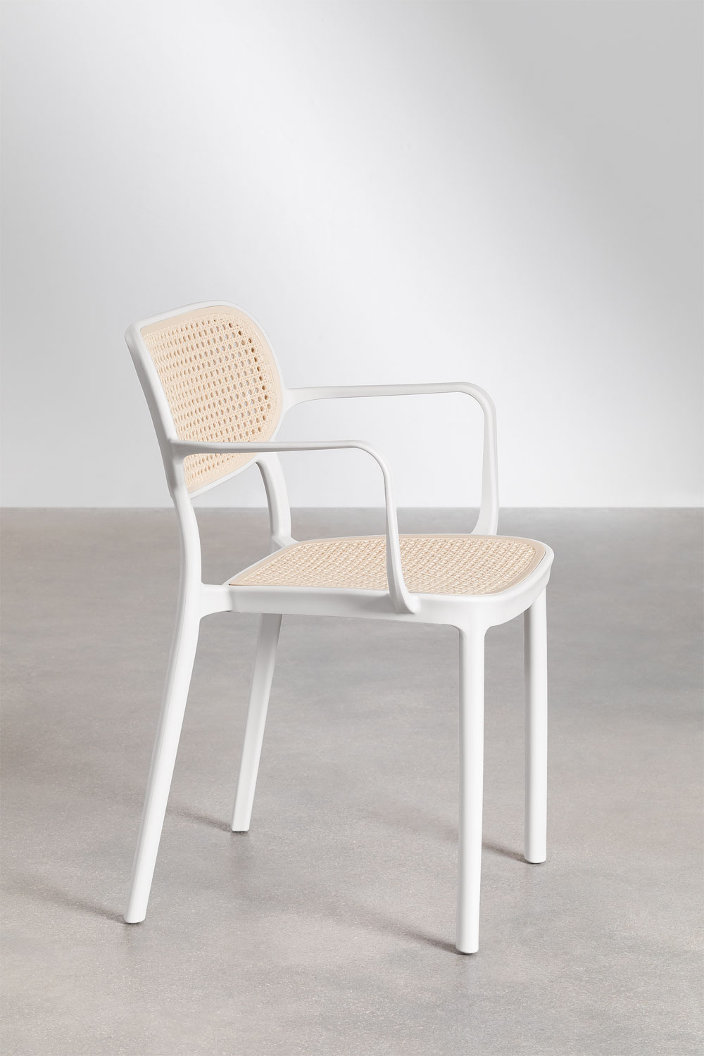 Set Tavolo Rettangolare Arnadine (180x100 cm) e 6 Sedie da Pranzo Impilabili con Braccioli Omara
