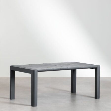 Set tavolo rettangolare Arnadine (180x100 cm) e 6 sedie da pranzo impilabili Omara