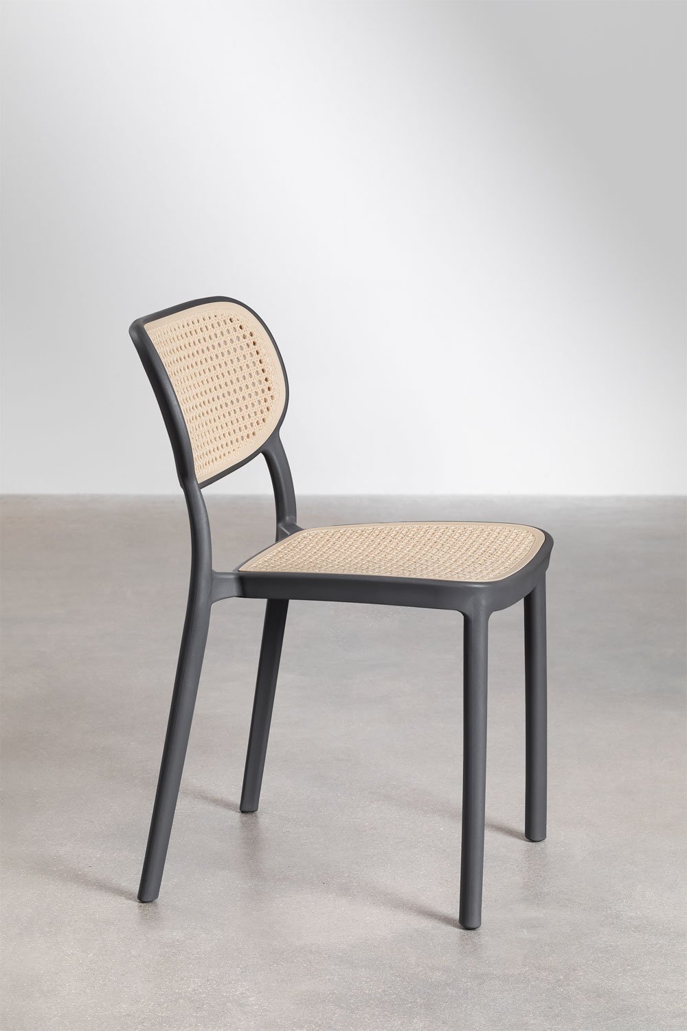 Set tavolo rettangolare Arnadine (180x100 cm) e 6 sedie da pranzo impilabili Omara