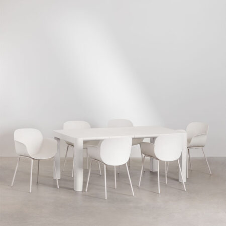 Set tavolo rettangolare Arnadine (180x100 cm) e 6 sedie da pranzo Lynette