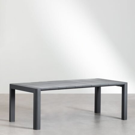 Set Tavolo Rettangolare Arnadine (220x100 cm) e 8 Sedie da Giardino Impilabili in Alluminio Karena