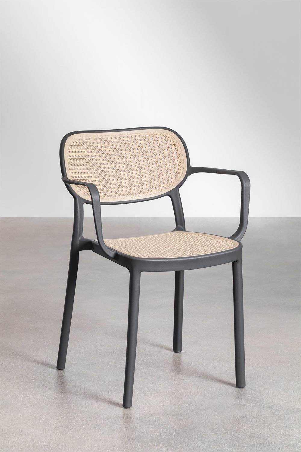 Set tavolo rettangolare Arnadine (220x100 cm) e 8 sedie da pranzo impilabili con braccioli Omara