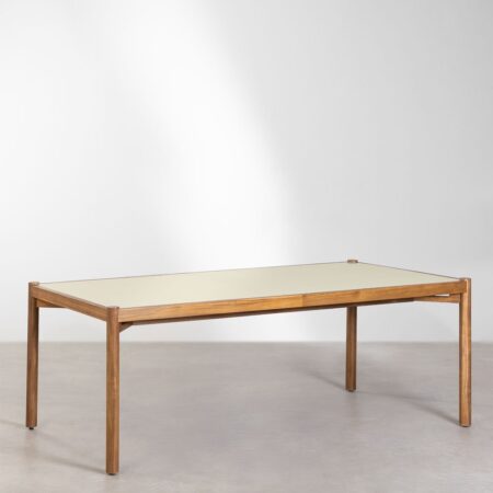 Set tavolo rettangolare Gamila (210x100 cm) e 6 sedie da pranzo in legno e cemento Uish Edition