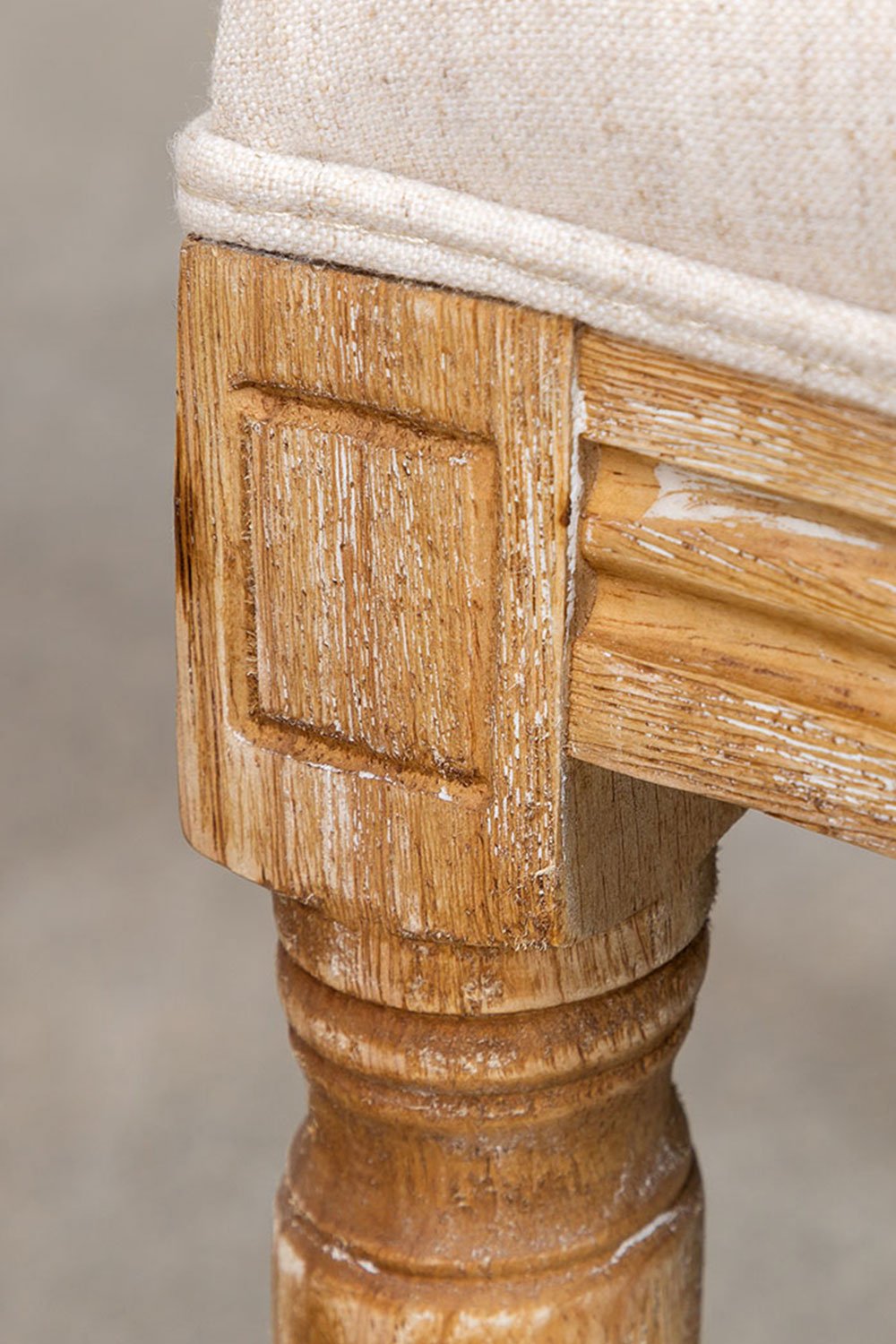 Set Tavolo Rettangolare in Legno di Mango (160x90 cm) Taraz  e 6 Sedie da Pranzo in Tessuto Sunna