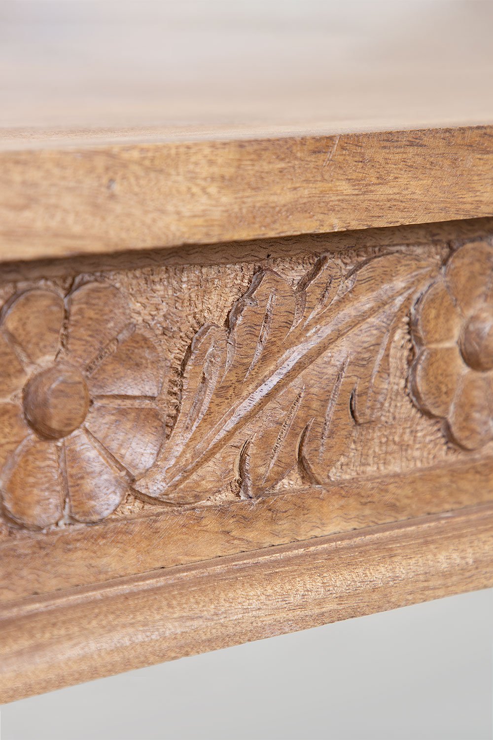 Set Tavolo Rettangolare in Legno di Mango (160x90 cm) Taraz  e 6 Sedie da Pranzo in Tessuto Sunna