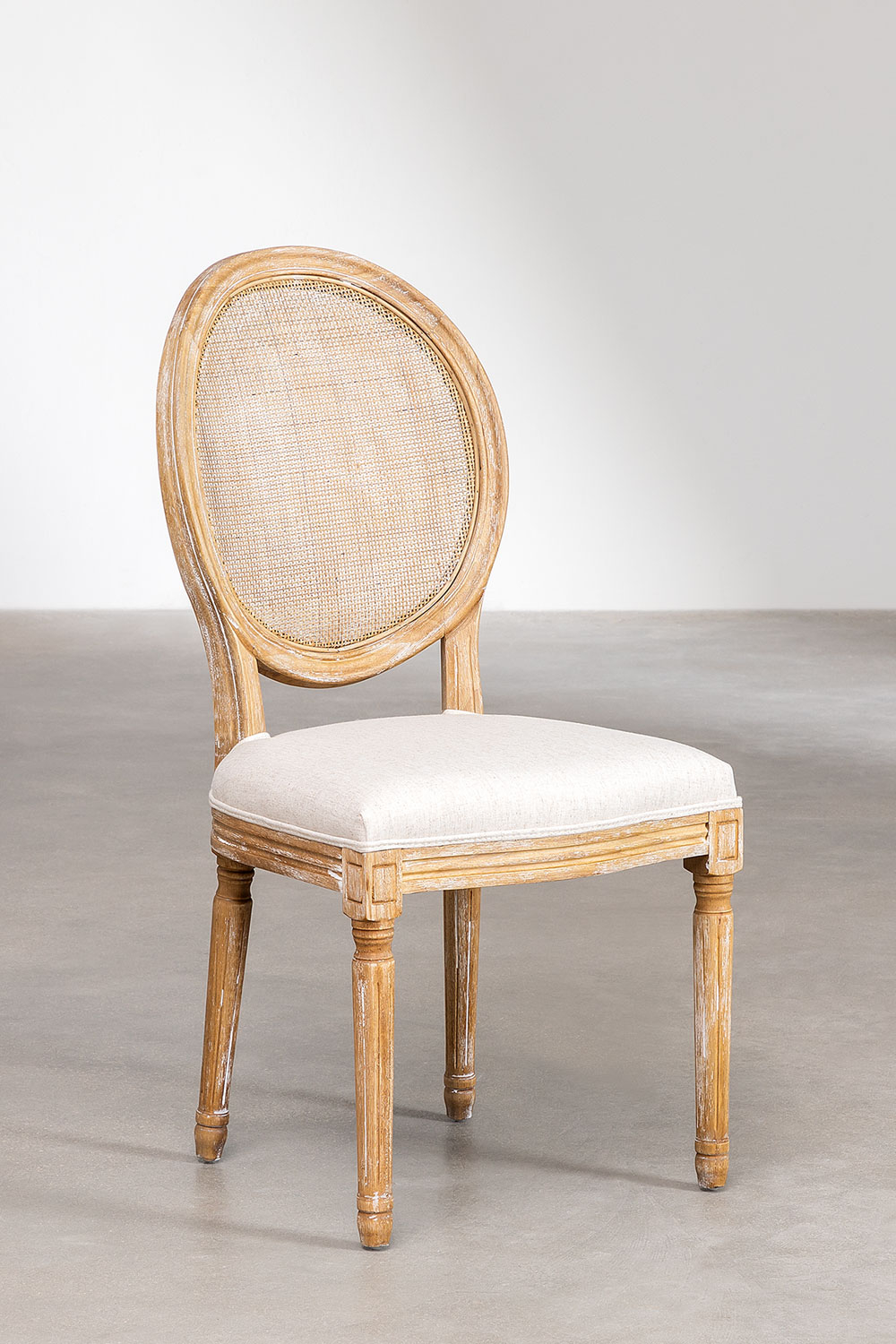 Set Tavolo Rettangolare in Legno di Mango (160x90 cm) Taraz  e 6 Sedie da Pranzo in Tessuto Sunna