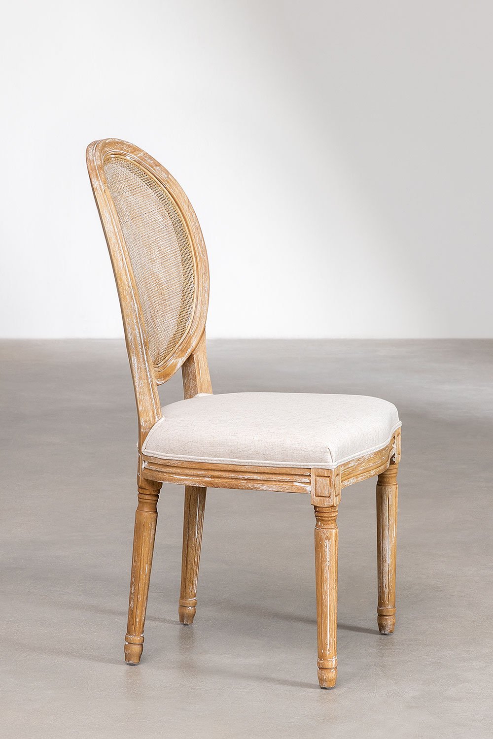 Set Tavolo Rettangolare in Legno di Mango (160x90 cm) Taraz  e 6 Sedie da Pranzo in Tessuto Sunna