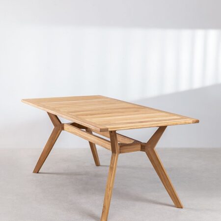 Set tavolo rettangolare in legno di teak Yolen (180x90 cm) e 4 sedie da pranzo Barker