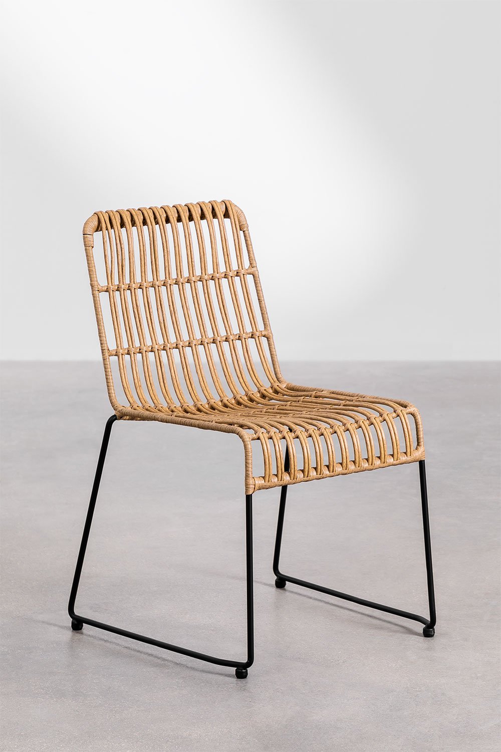 Set Tavolo Rettangolare in Vimini Sintetico (180x90 cm) Leribert e 6 Sedie da Giardino in Rattan Sintetico Aroa