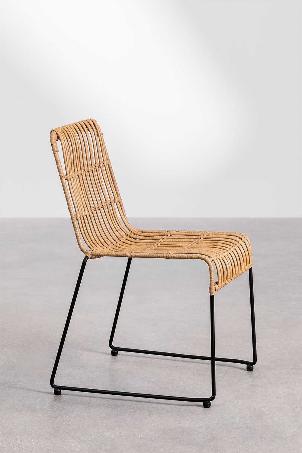 Set Tavolo Rettangolare in Vimini Sintetico (180x90 cm) Leribert e 6 Sedie da Giardino in Rattan Sintetico Aroa