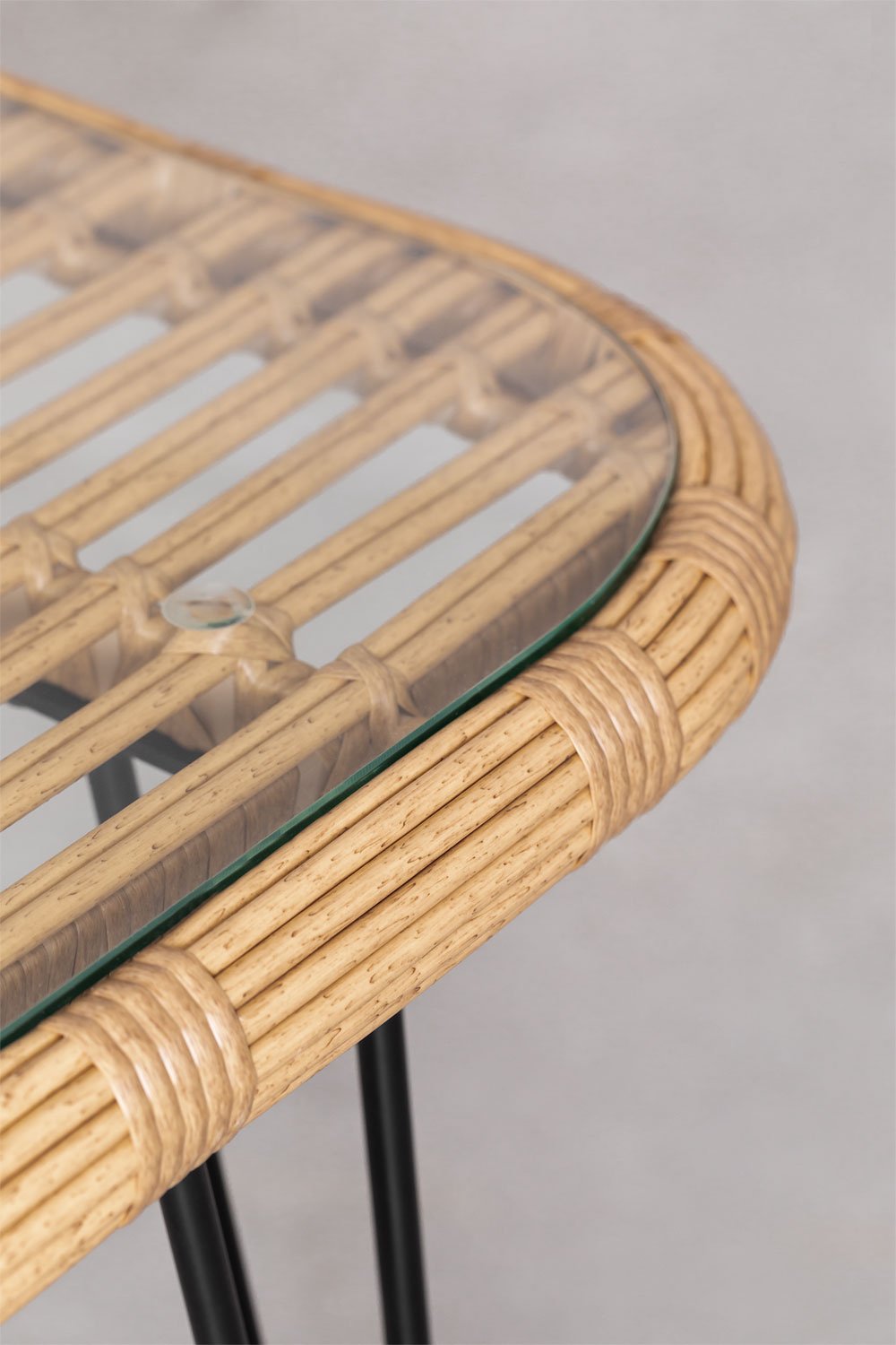 Set Tavolo Rettangolare in Vimini Sintetico (180x90 cm) Leribert e 6 Sedie da Pranzo in Rattan Sintetico Natural Gouda