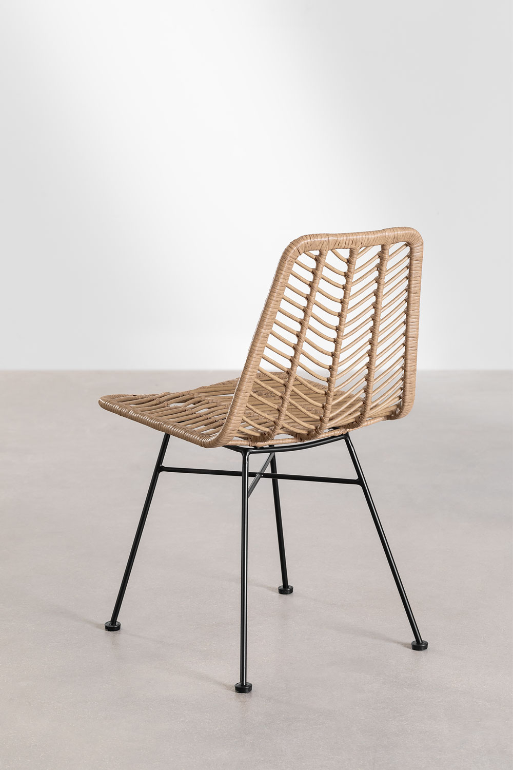 Set Tavolo Rettangolare in Vimini Sintetico (180x90 cm) Leribert e 6 Sedie da Pranzo in Rattan Sintetico Natural Gouda