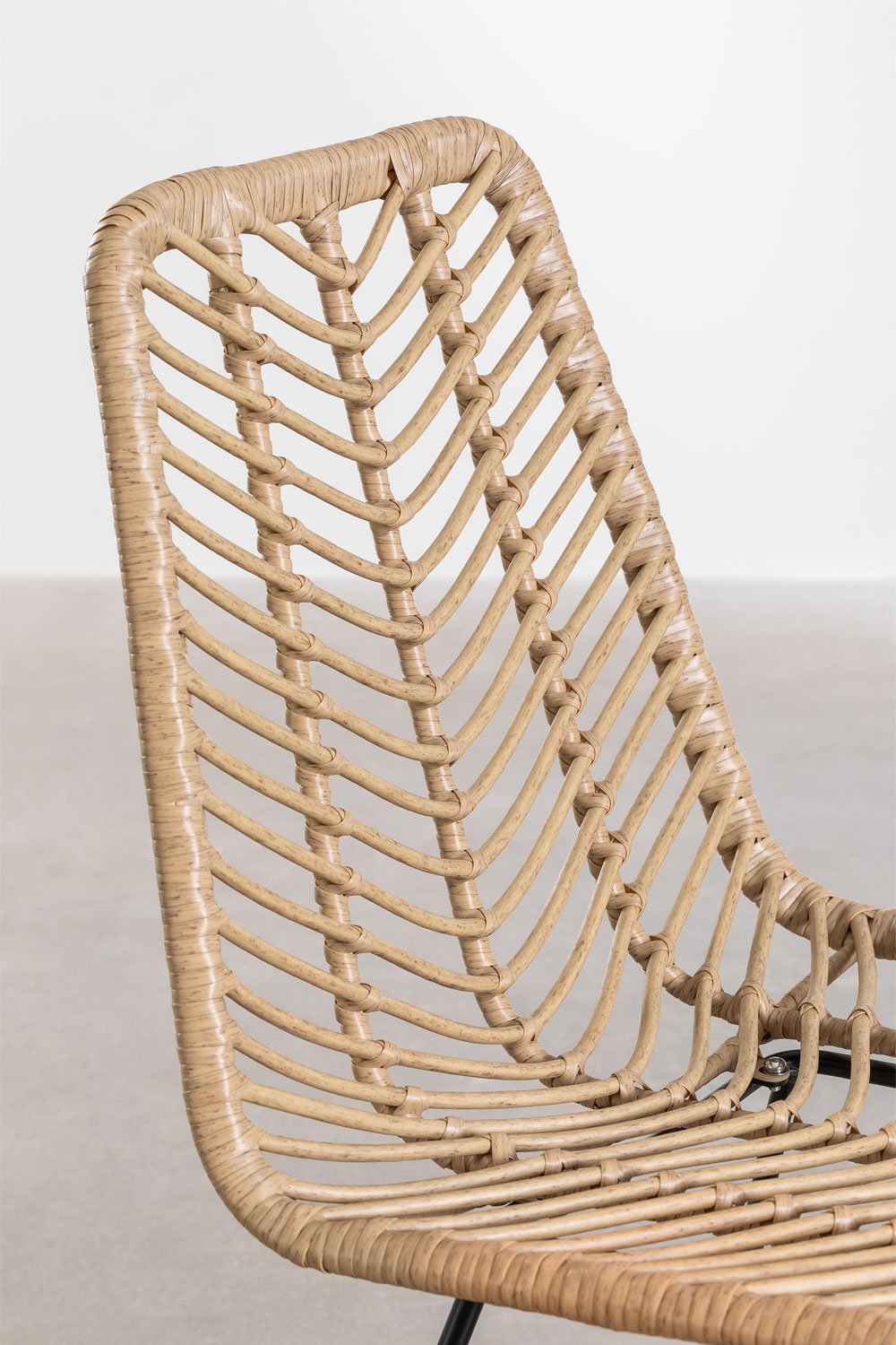 Set Tavolo Rettangolare in Vimini Sintetico (180x90 cm) Leribert e 6 Sedie da Pranzo in Rattan Sintetico Natural Gouda