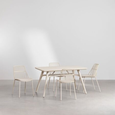 Set tavolo rettangolare Scand (134x78 cm) e 4 sedie da giardino Maeba