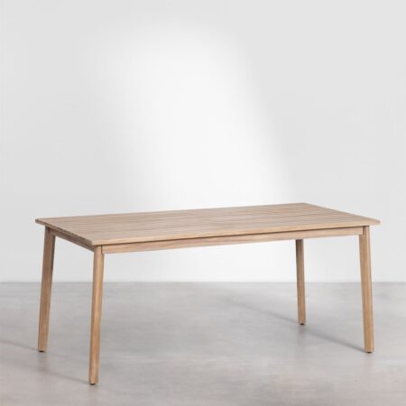 Set tavolo rettangolare Kaela (220x100 cm) e 8 sedie da giardino in legno di acacia