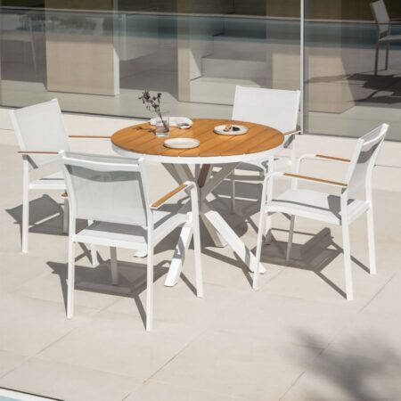 Set tavolo rotondo Archer (Ø100 cm) e 4 sedie da giardino
