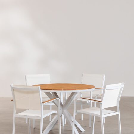 Set tavolo rotondo Archer (Ø100 cm) e 4 sedie da giardino