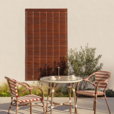 Set tavolo rotondo Brielle Bistro Ø80 cm e 2 sedie da giardino con braccioli in rattan sintetico e alluminio Solange Bistro