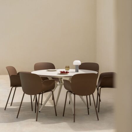 Set tavolo rotondo in alluminio (Ø125 cm) Valerie e 6 sedie da giardino Lynette