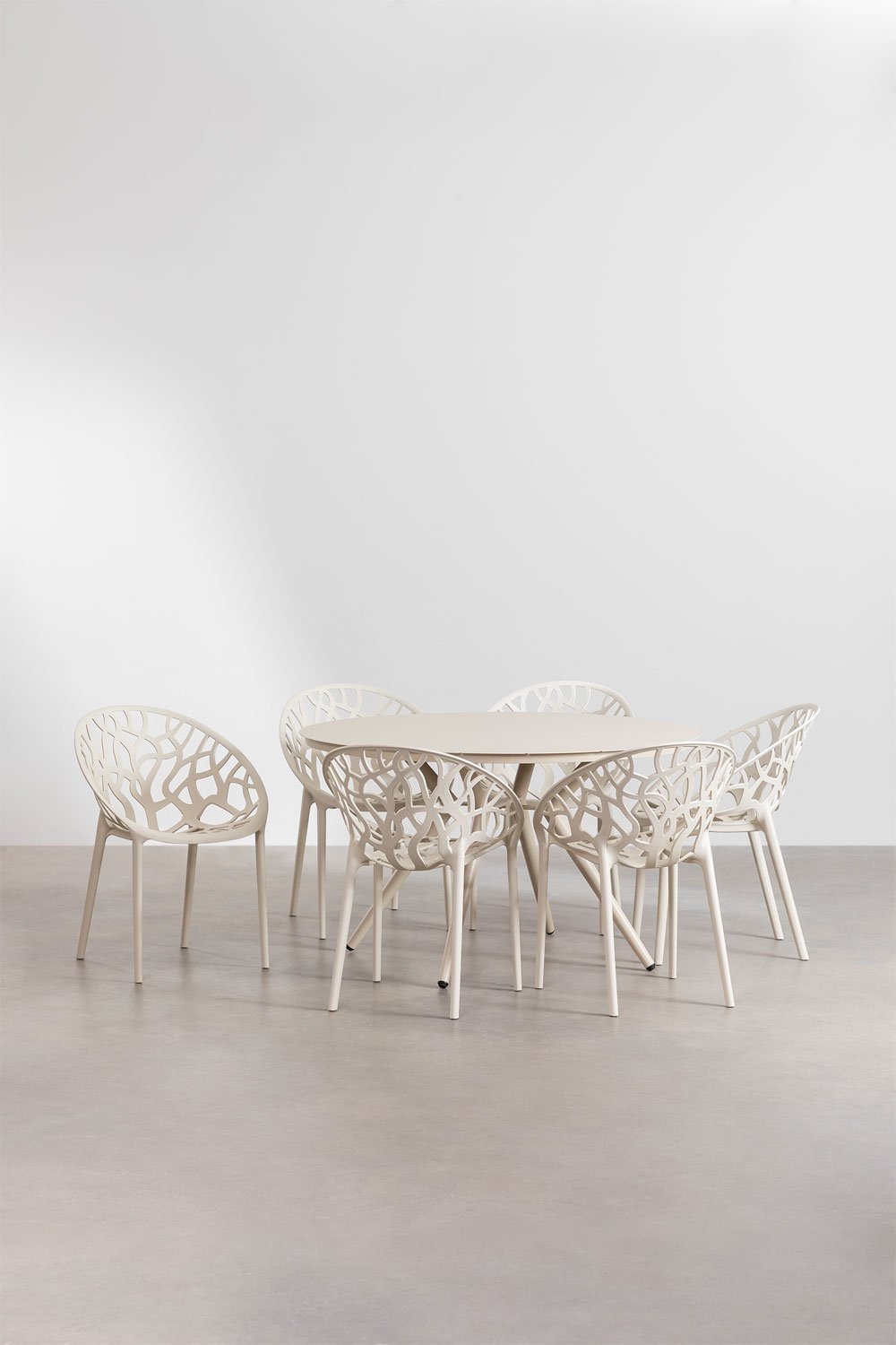 Set tavolo rotondo in alluminio Valerie (Ø125 cm) e 6 sedie da giardino Ores