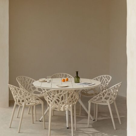 Set tavolo rotondo in alluminio Valerie (Ø125 cm) e 6 sedie da giardino Ores