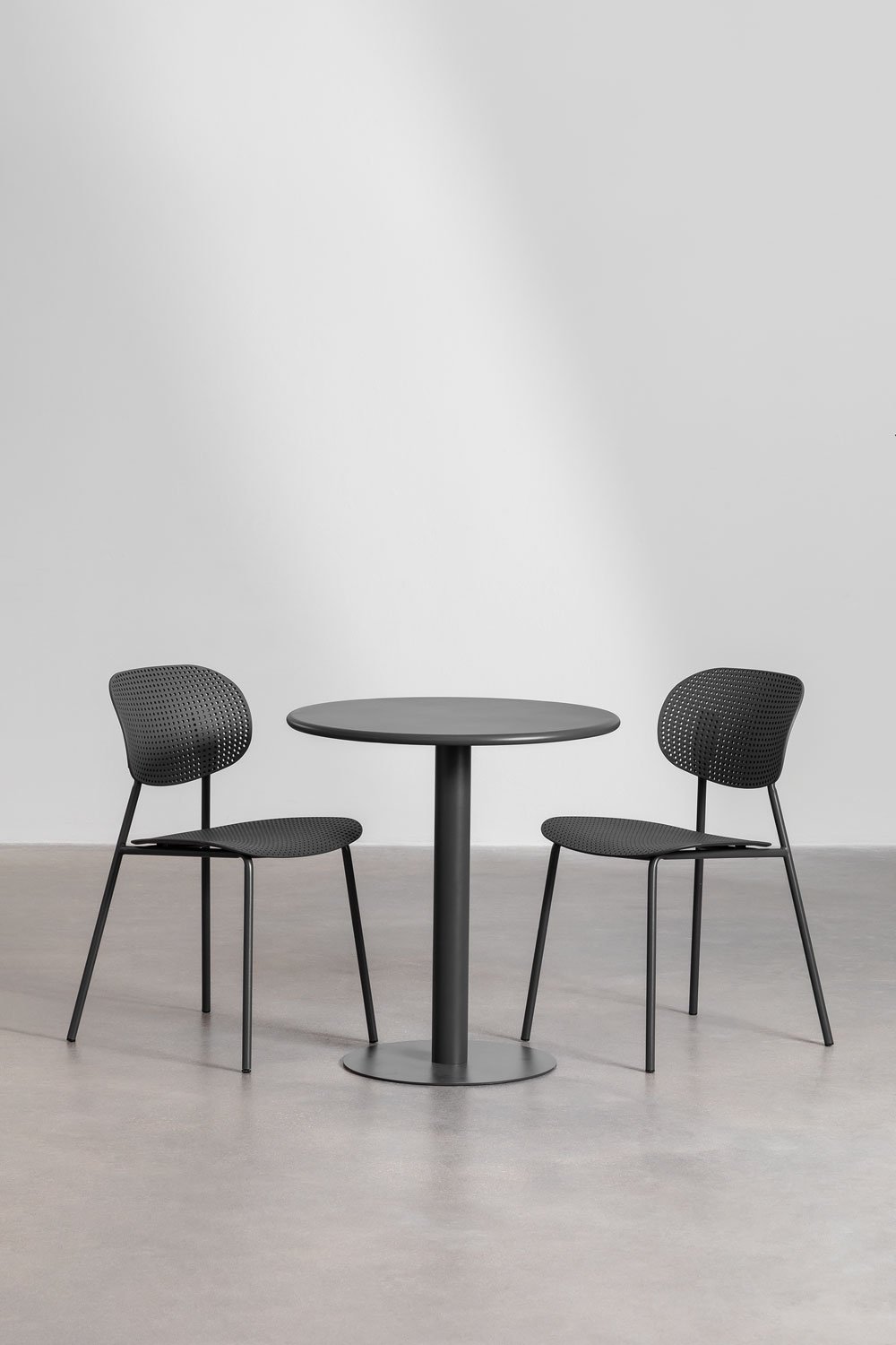 Set tavolo rotondo Mizzi (Ø70 cm) e 2 sedie da giardino Tupah